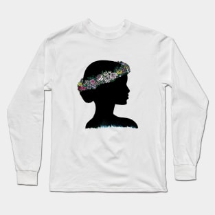 flower crown silhouette Long Sleeve T-Shirt